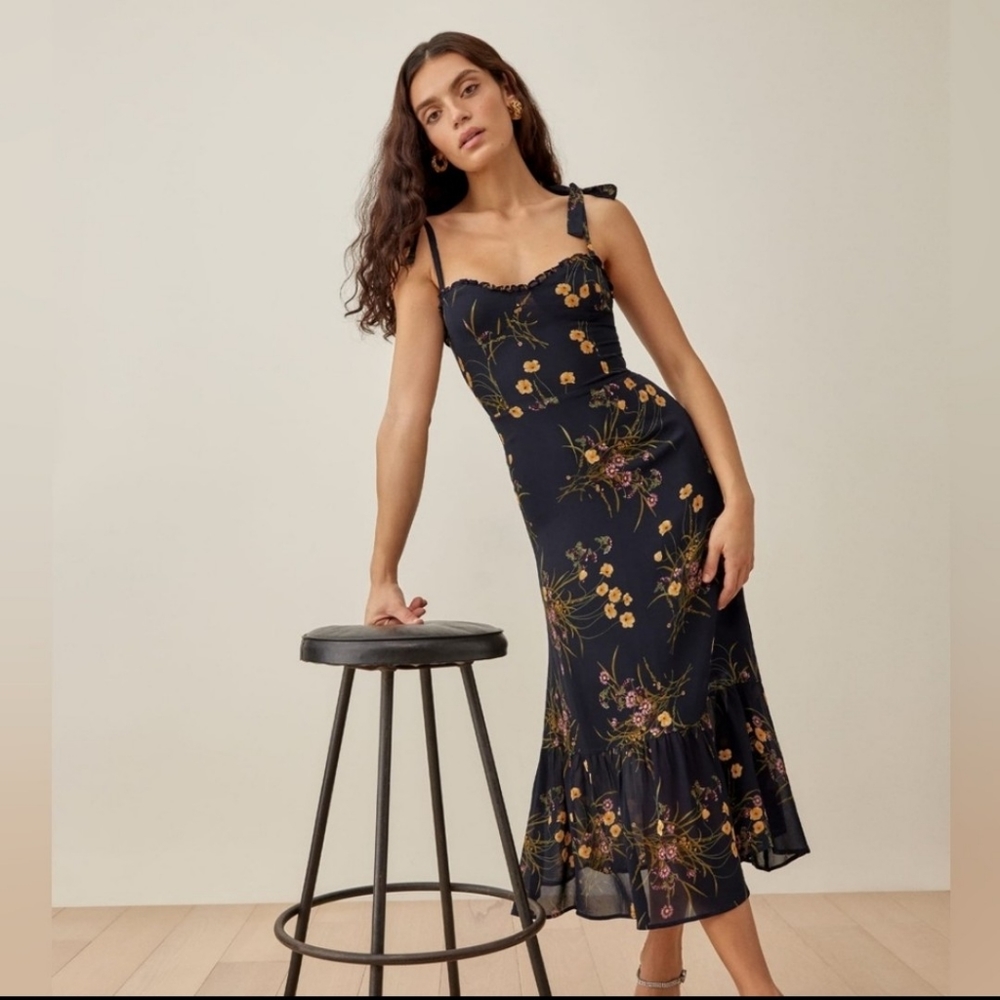Reformation Nikita Dress Navy Floral